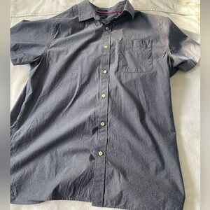 Banana Republic Cotton Button Down Short Sleeve Shirt- Grey - Men's XL
